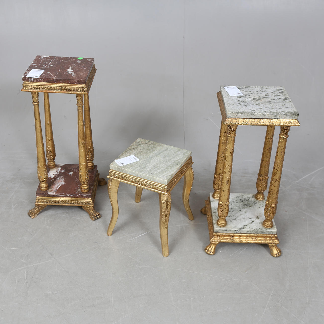 PEDESTALER, 3 st, empire-stil.