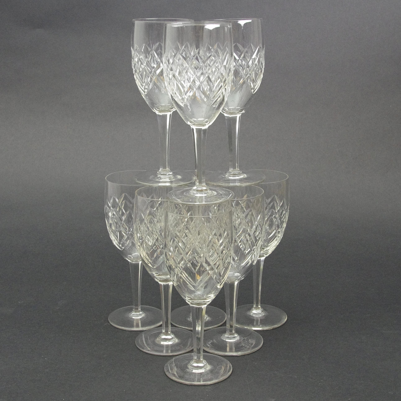 VINGLAS, 9 stycken, kristall.