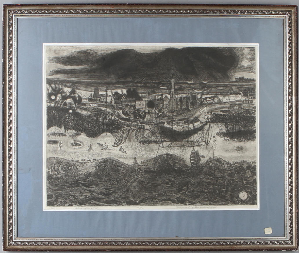 KONRAD SRZEDNICKI. "Kuźnica-Hel", etsning, signerad och numrerad 30/50.