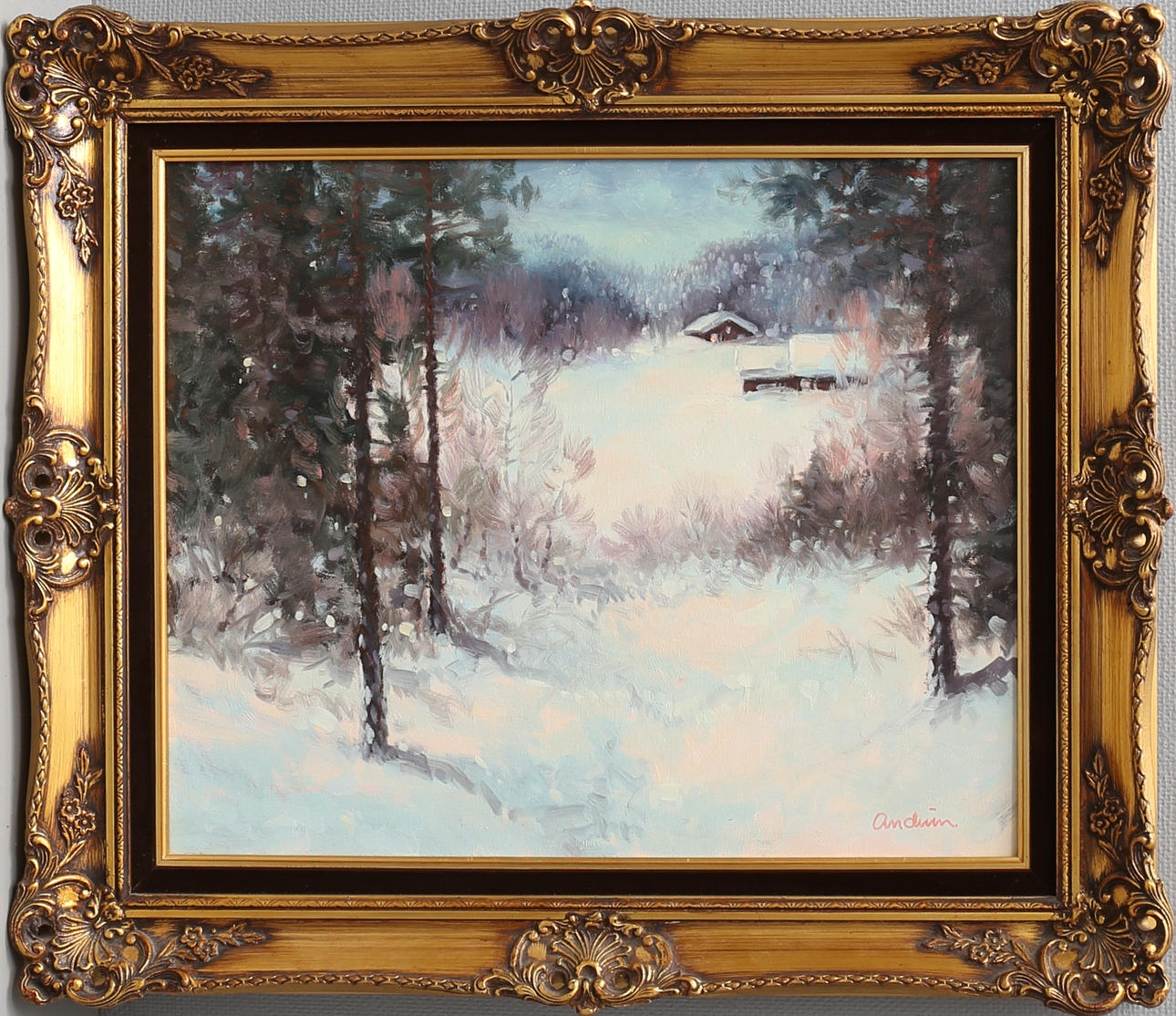 BENGT ANDRÉN. "Vinter vid Ödåsen". Olja på duk, signerad.