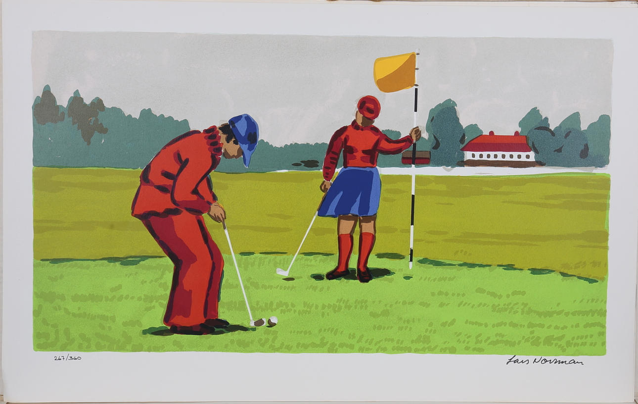 LARS NORRMAN. "Golf", 5 st originalserigrafier, mapp, signerade samt numrerade 267/360.