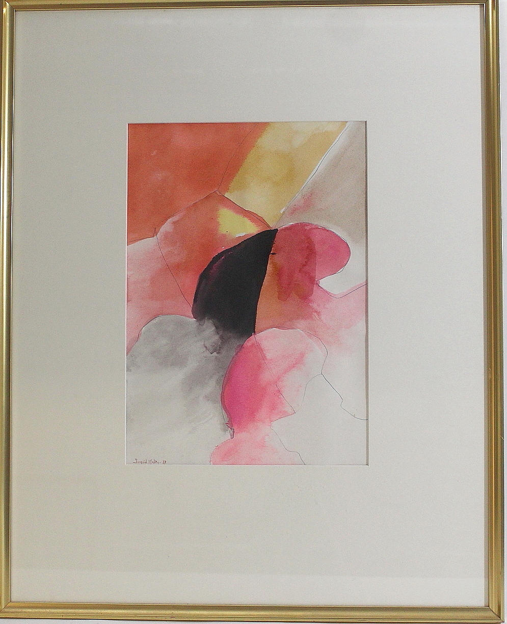 INGRID MELIN. akvarell, abstrakt, signerad och daterad 1978.