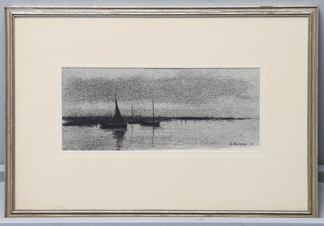 GUNNAR NORRMAN. Charcoal drawing, signed, dated 51.