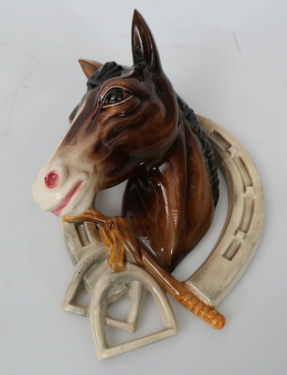 VÄGGTAVLA, porslin, Hästhuvud, Jema, Holland.