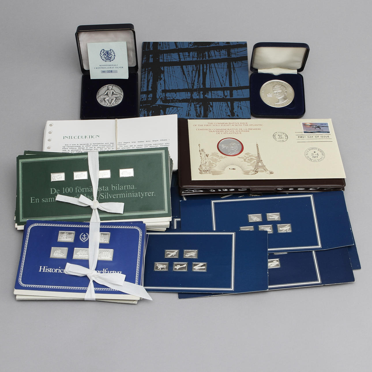 SILVERMINIATYRER, 200 st, Franklin Mint, samt MEDALJER, 3 st, silver.