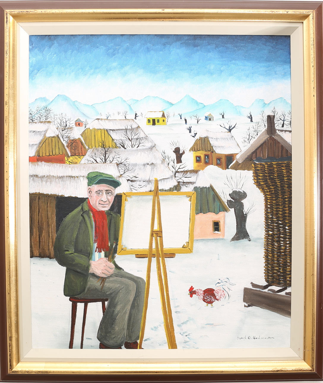 BENGT O. ABRAHAMSSON, olja på duk, " Vinter i Podravina".