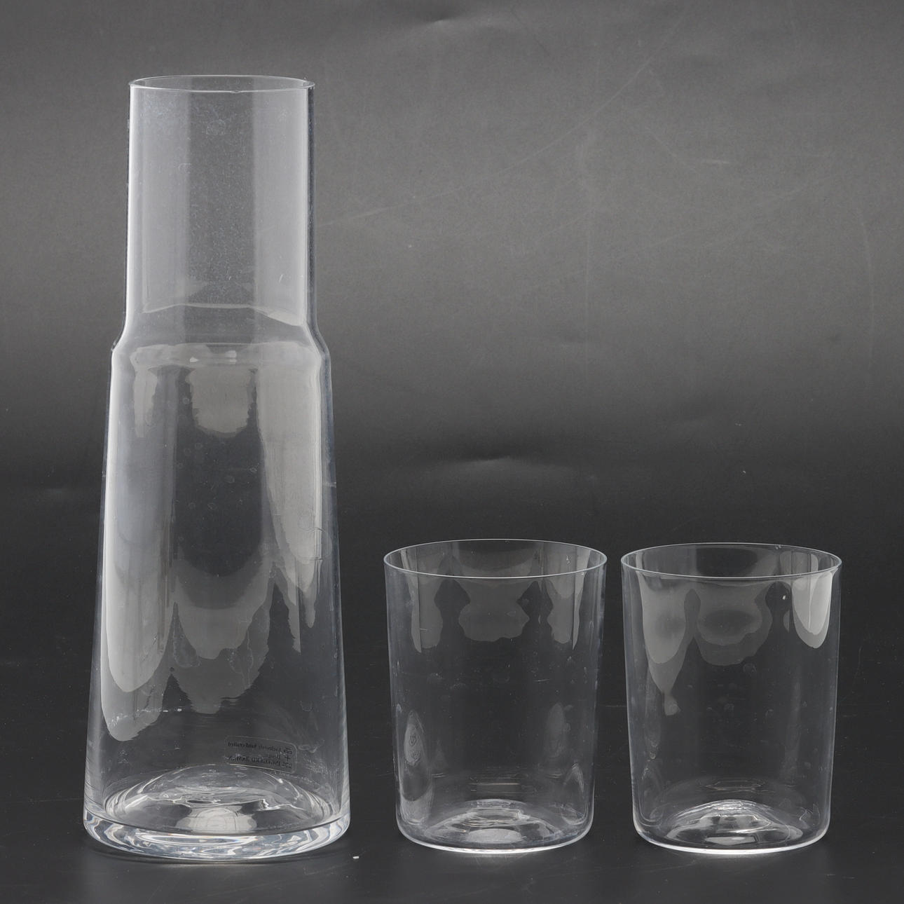 INGEGERD RÅMAN. Vattenkaraff med gals, 3 delar, Skruf.