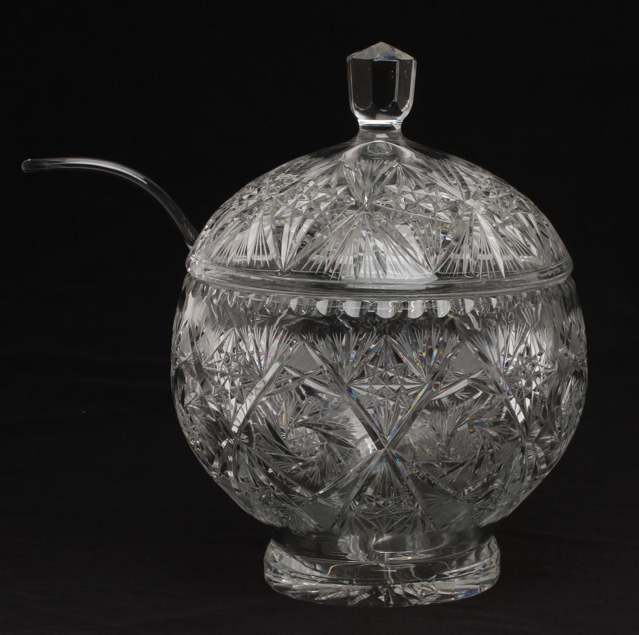 BÅLSKÅL med slev, glas, Böhmisk.1900-tal.