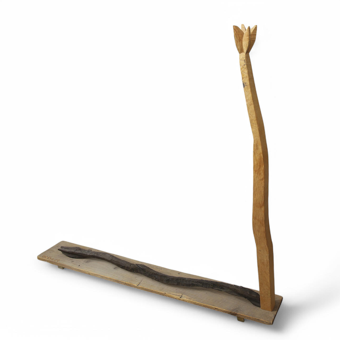 KRISTIAN  HOLMQVIST. Sculpture in wood, “Towards the Light”, signed, dated 1984.