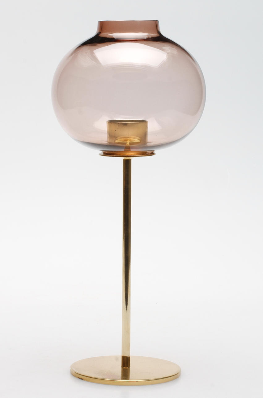 LJUSSTAKE, mässing och glaskupa, Hans Agne Jakobsson, Markaryd.