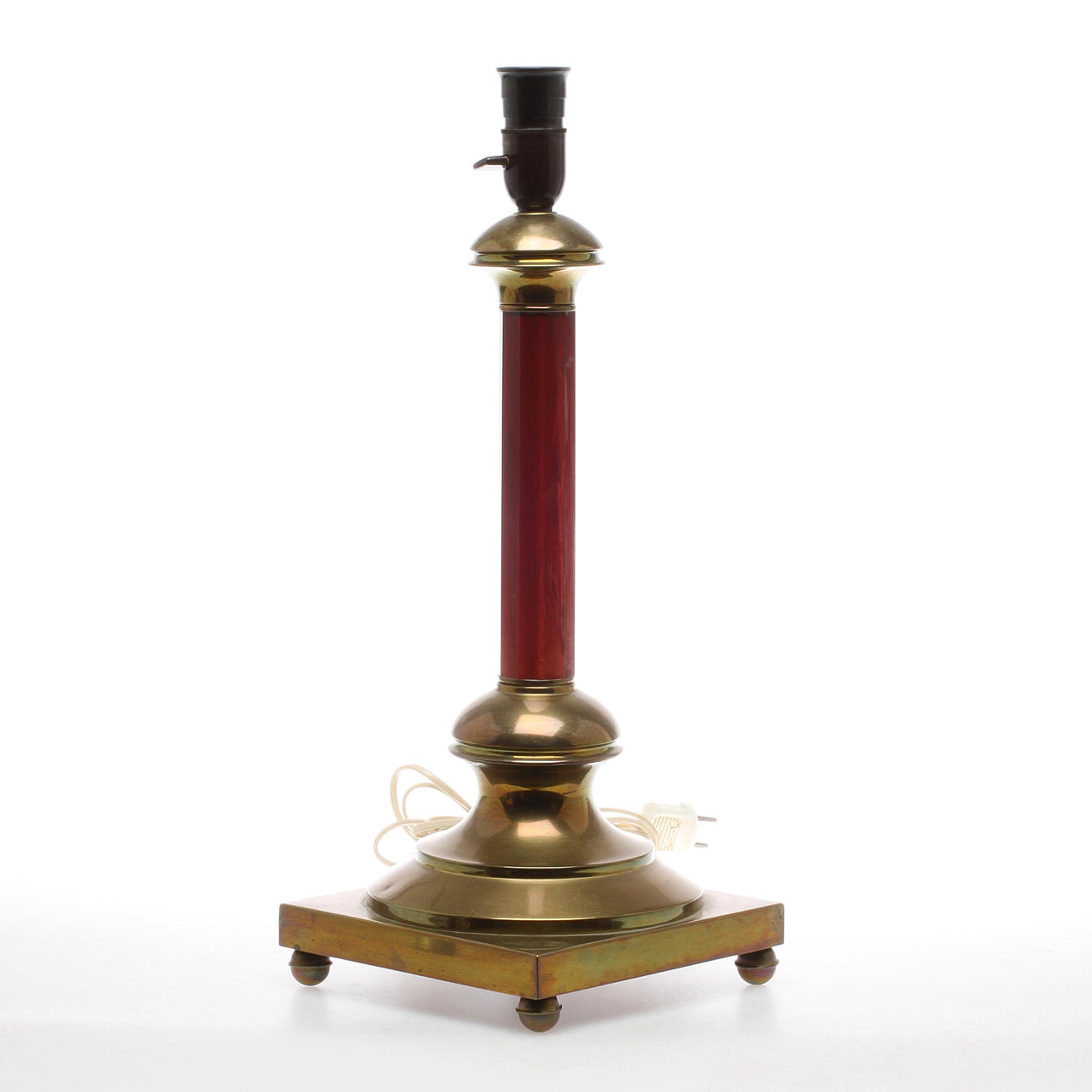 BORDLAMPA, mässing och glas, 1900-tal.