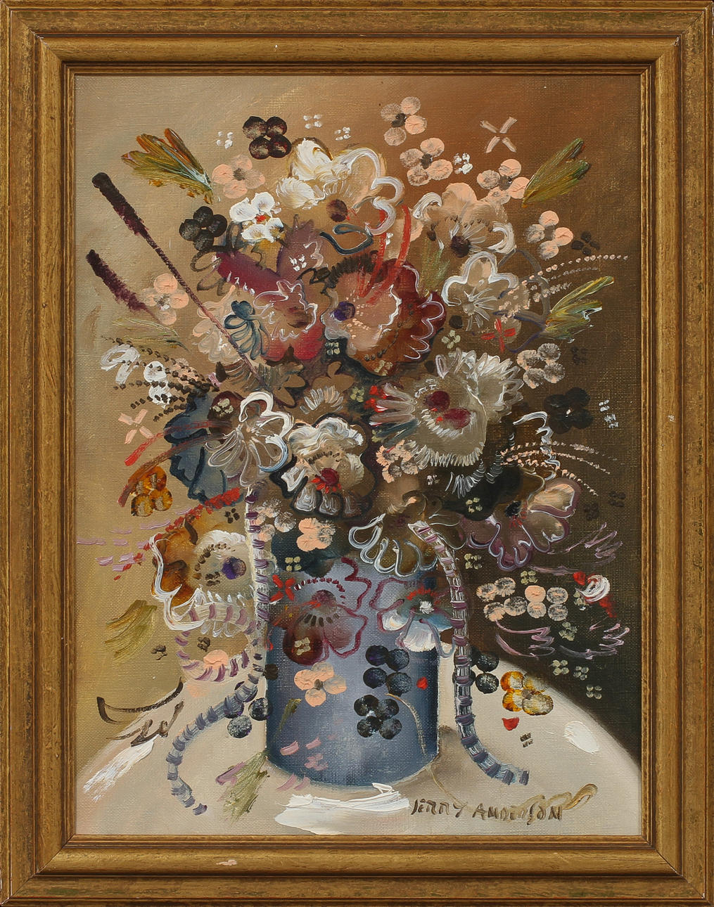 JERRY ANDERSSON. Blomsterstilleben, olja på duk, signerad.