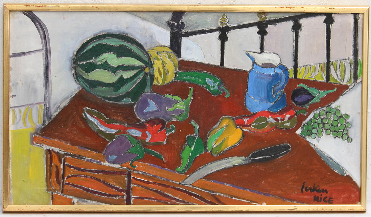 ERIK JERKEN. Olja på duk. "Nice", Stilleben, signerad.