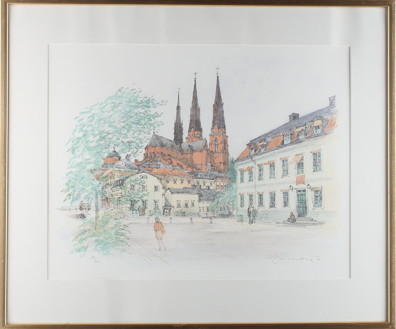 JAN LUNDQVIST. Uppsalamotiv, färglitografier, 2 st, signerade samt numrerade.