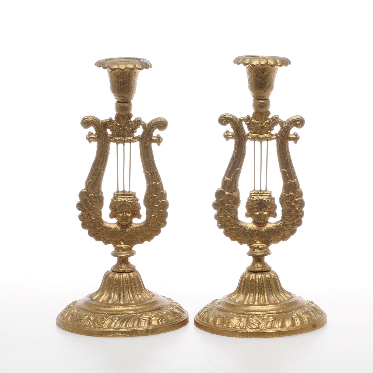 LJUSSTAKAR, 1 par, empirestil, 1900-tal.