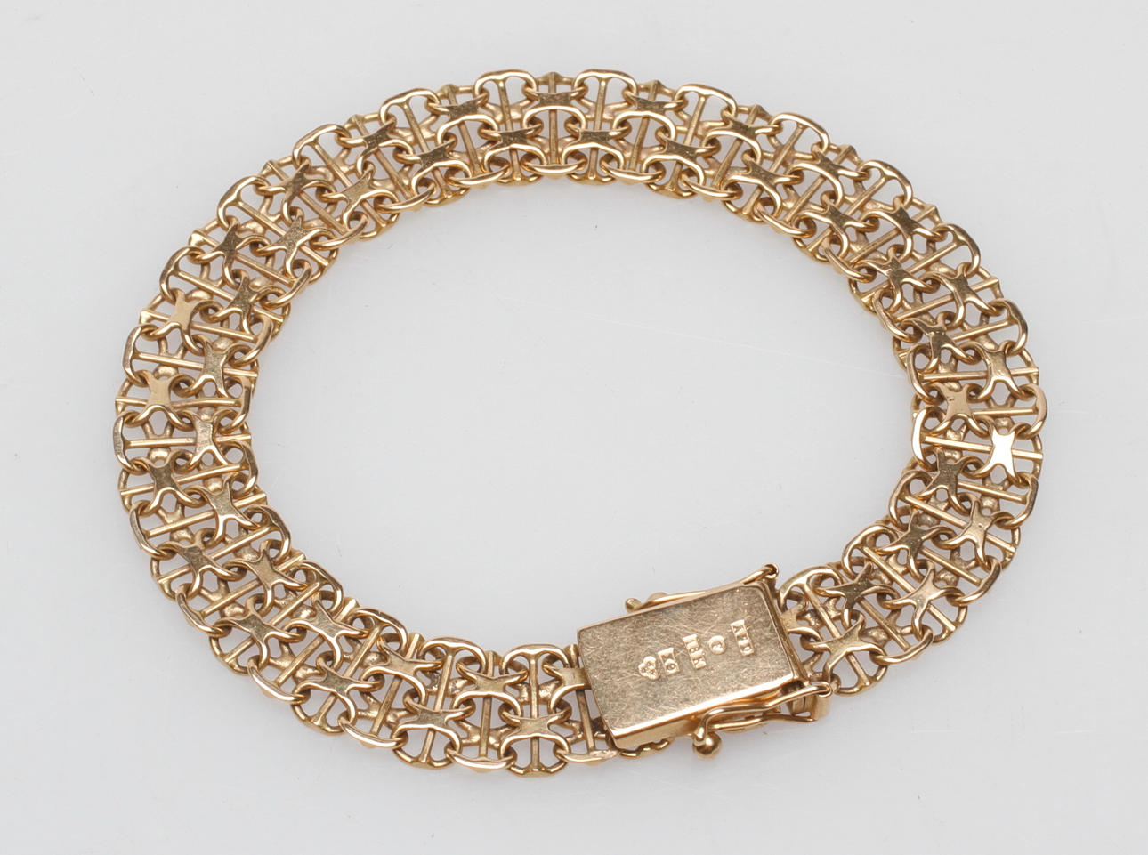 ARMBAND X-LÄNK MED STAV, 18k guld, vikt ca 14,3 gr.