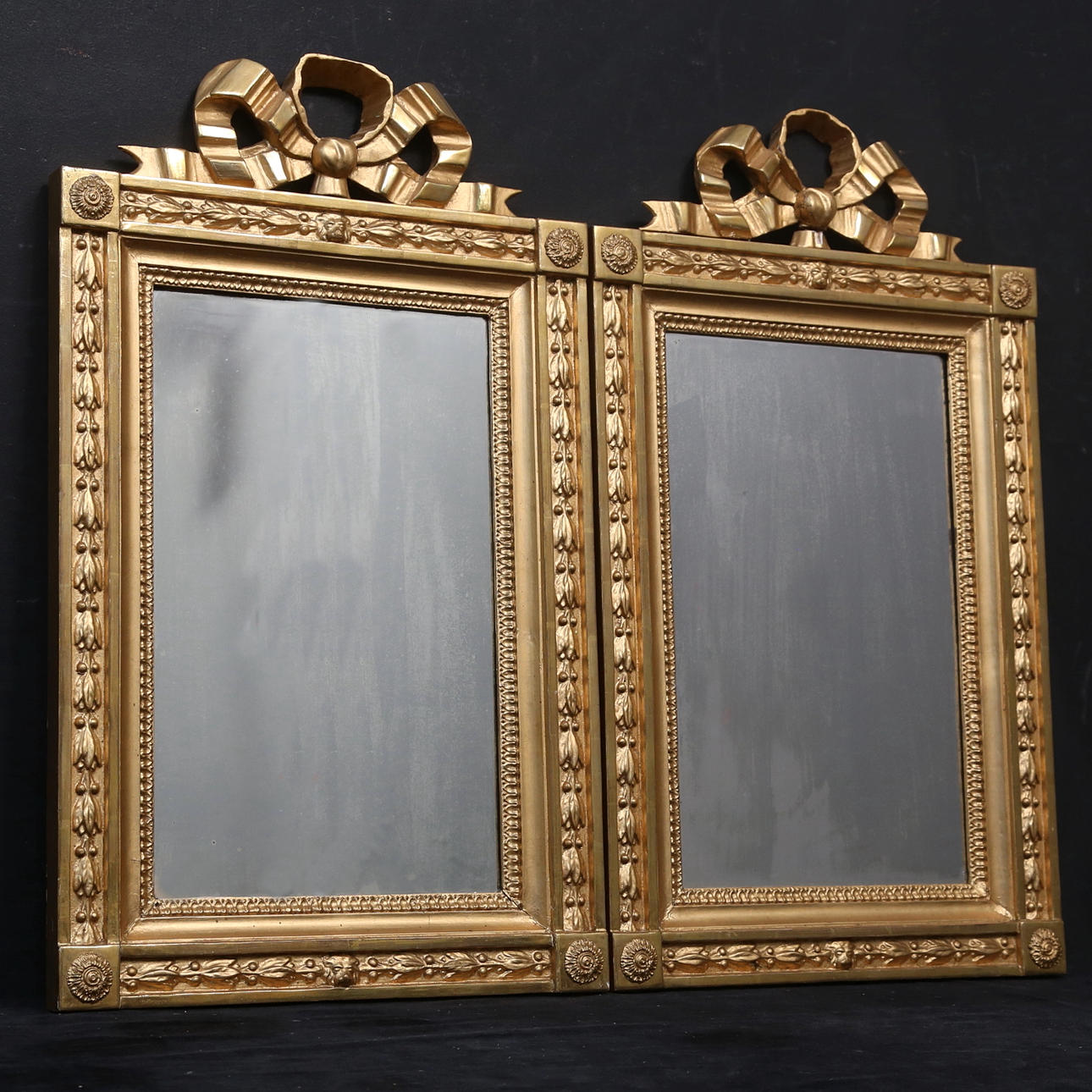 A pair of late Gustavian mirrors, Linköping hall stamp, 1820.