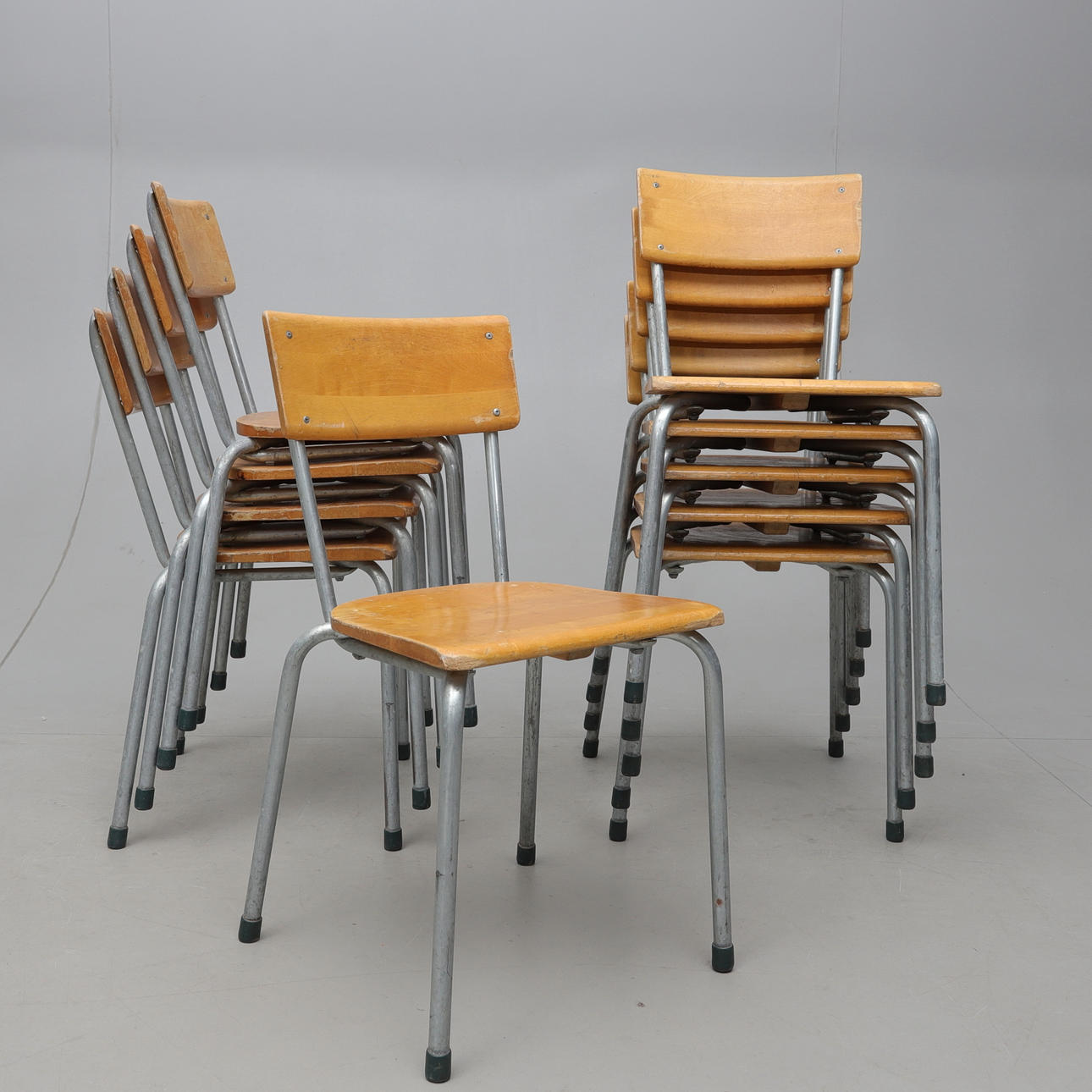 Tranås, skolestole, 10 stk., 1960'erne.