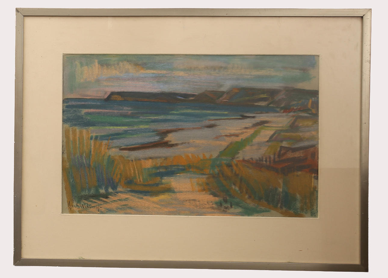GERHARD WIHLBORG. Pastell, "Strandbild Löderup", signerad.