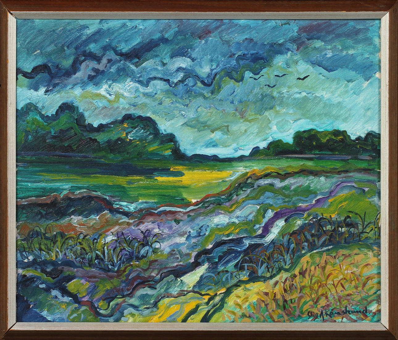 STIG KÄRRSTRAND. Kustvy. Olja på duk, signerad.