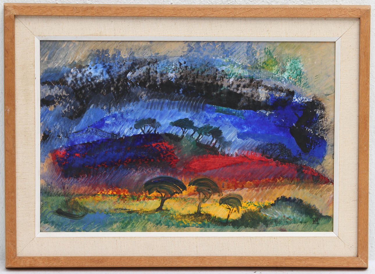 WALDEMAR MARBERG. Olja på pannå. "Landskap, Biskopsgården", signerad MW.