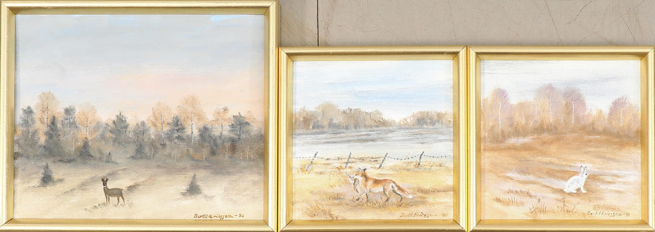 BERTIL ERICSSON. Öl auf Leinwand, 3 Stück, signiert.