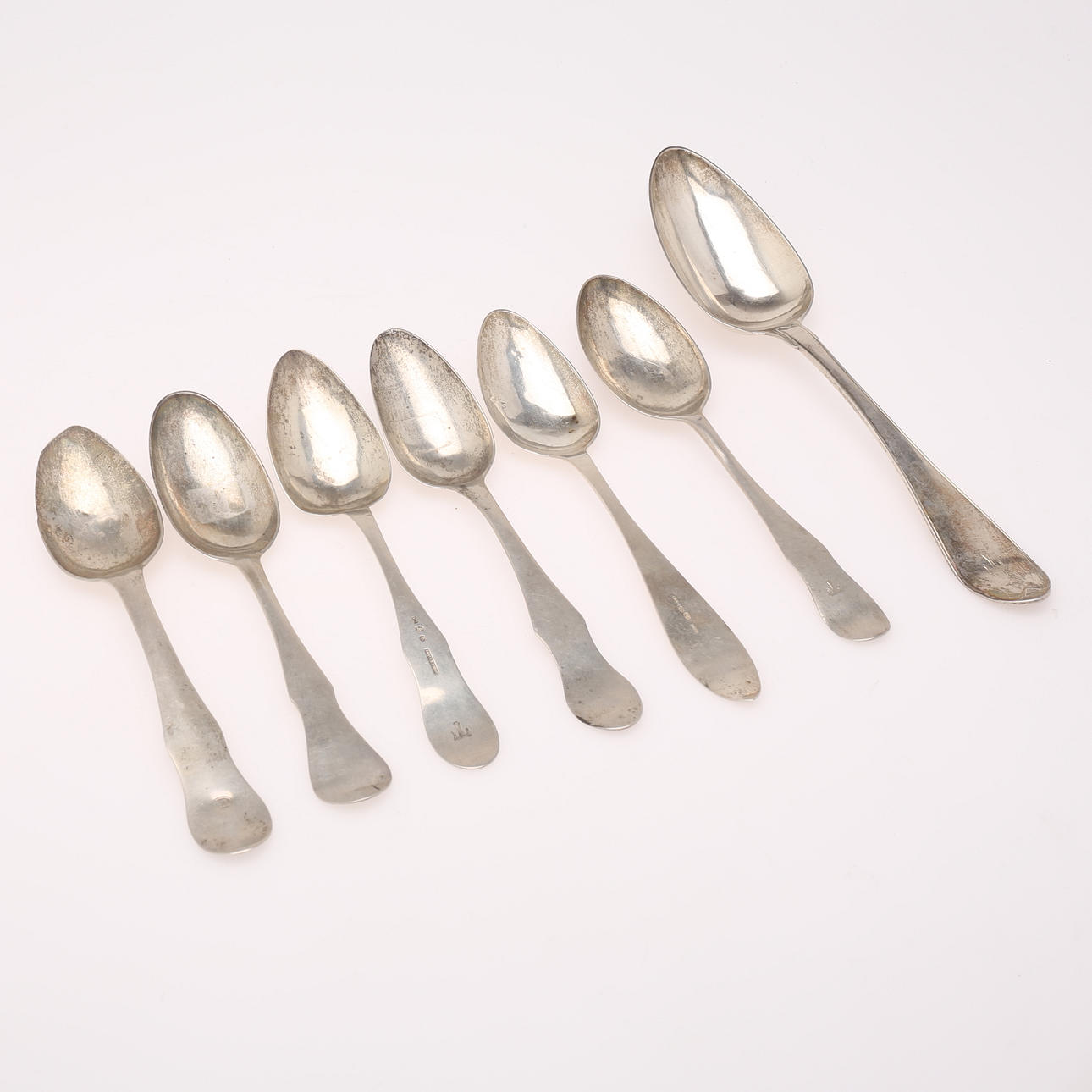 SILBER LÖFFELN, 7 Stück, 346 Gramm, Schweden, 17001800-Century. Silber & Metall - Silber