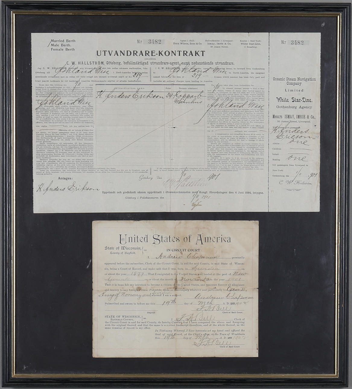 UTVANDRARE-KONTRAKT, USA.