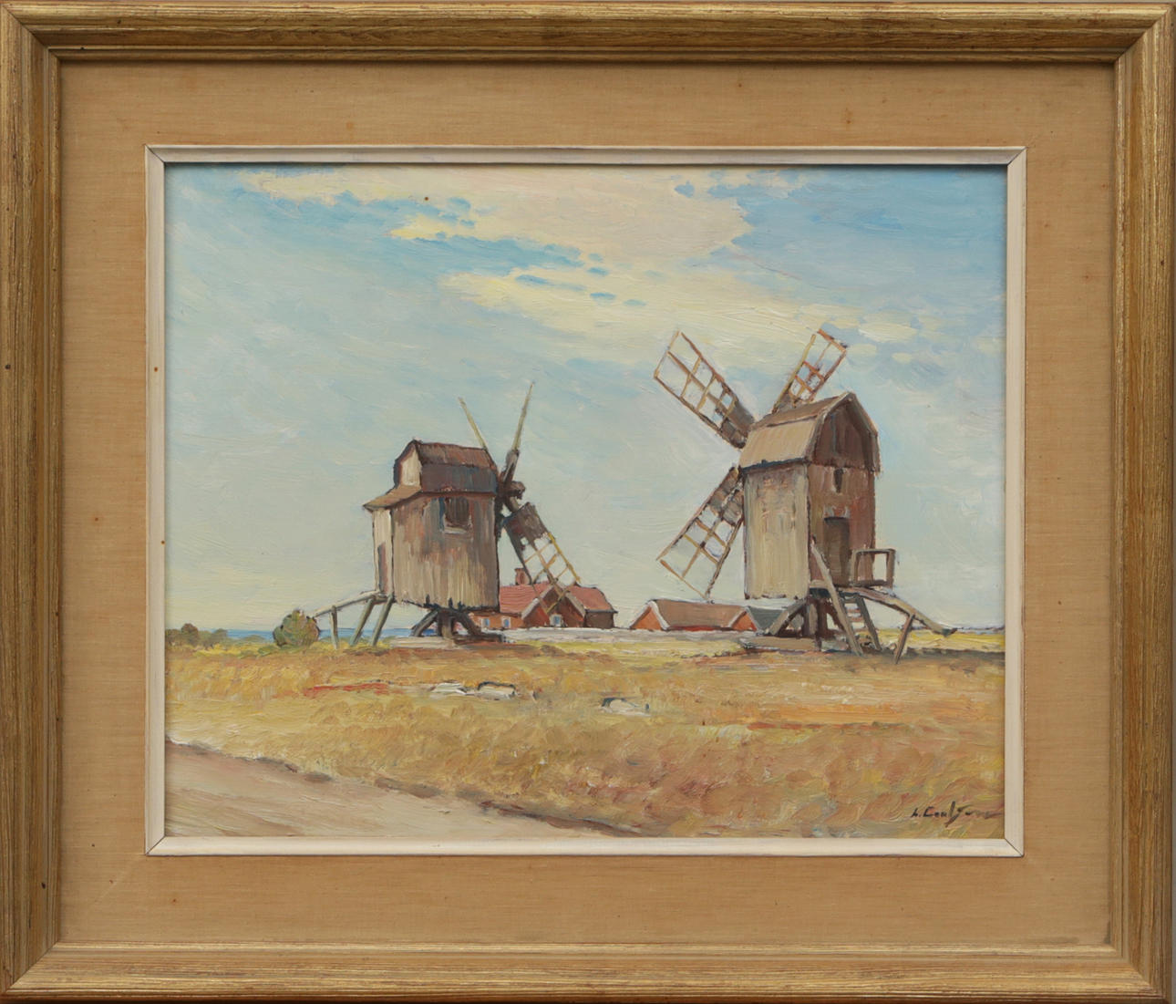 LAGE CARLSSON. OIL, on panel, Mill motif, signed.