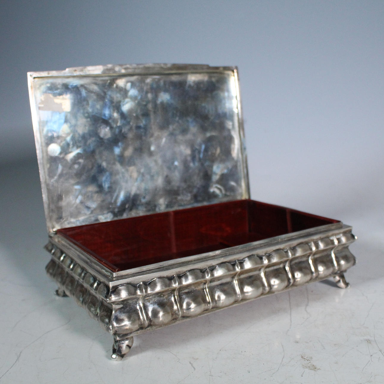 Biedermeier Schmuckschatulle, Silber, punziert.