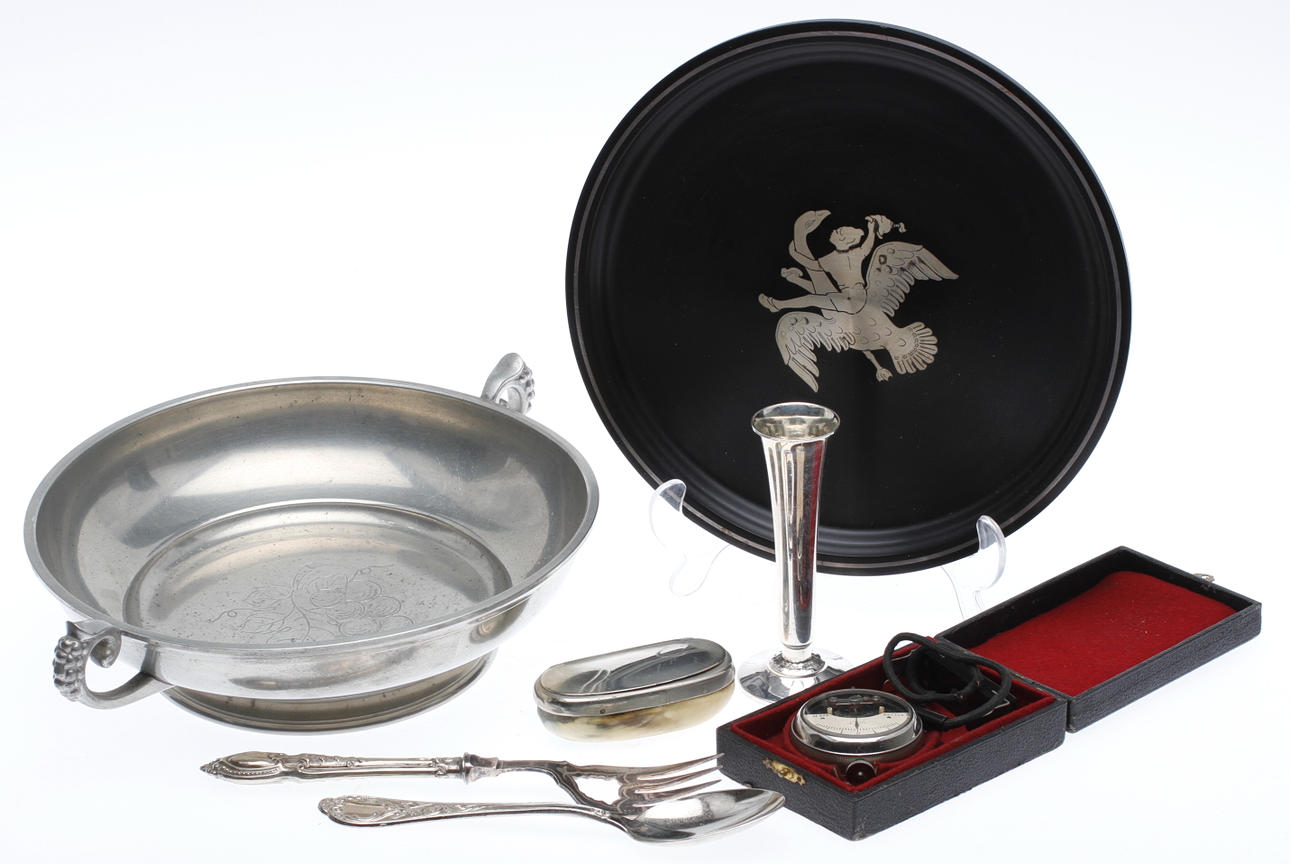 DIVERSE, 7 delar, bl.a. VAS, silver, FAT, Perstorp, isolit och silver.