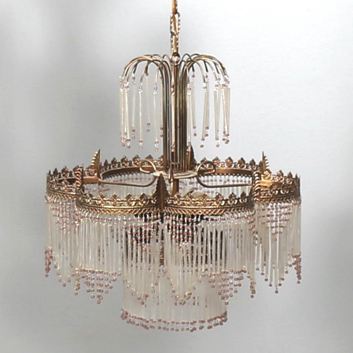 LJUSKRONA med glasstavar. Art nouveau-stil 1900-talets andra hälft.