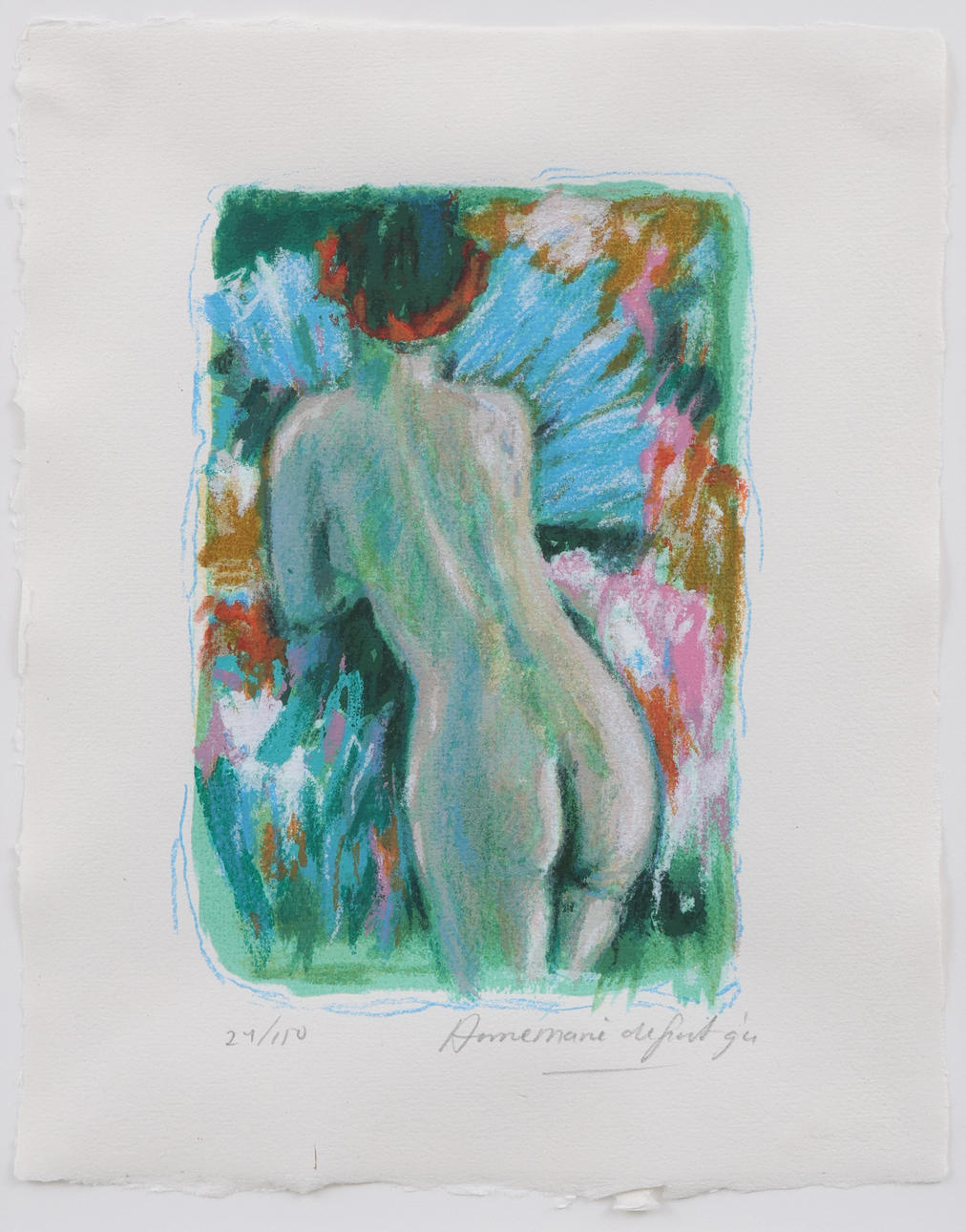 ANNEMARIE DE GROOT (1952). Model, lithograph in colours, signed and dated -94.