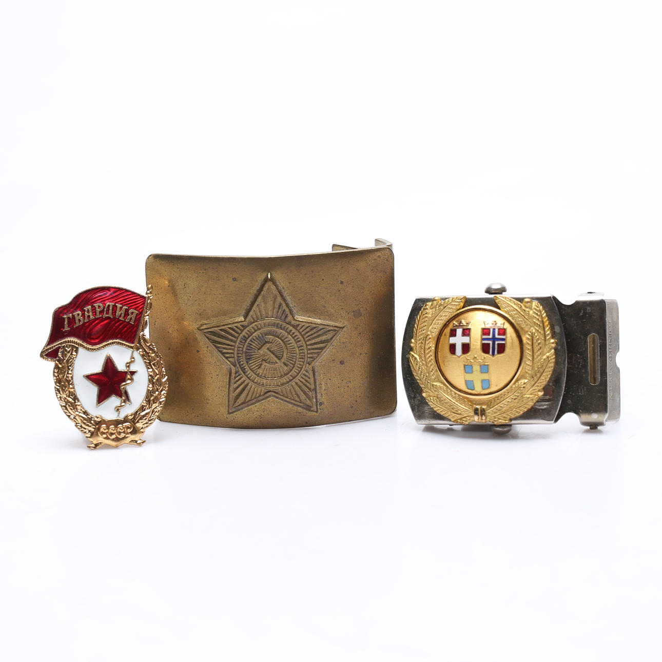 HEBILLAS DE CINTURÓN Y MARCA, SAS y CCCP/URSS.