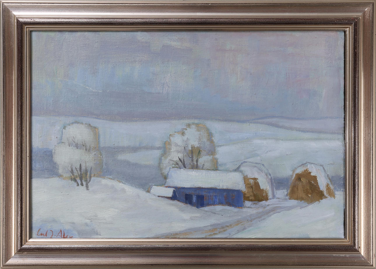 CARL JOSEF ALEXANDERSSON. Vinterlandskap, olja på pannå, signerad.