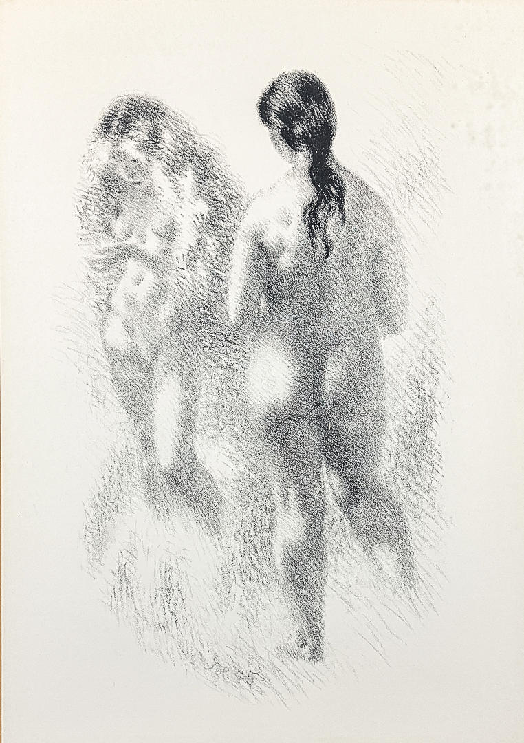 AAGE SIKKER-HANSEN. Lithography, Naked models, Signed and dated -45.