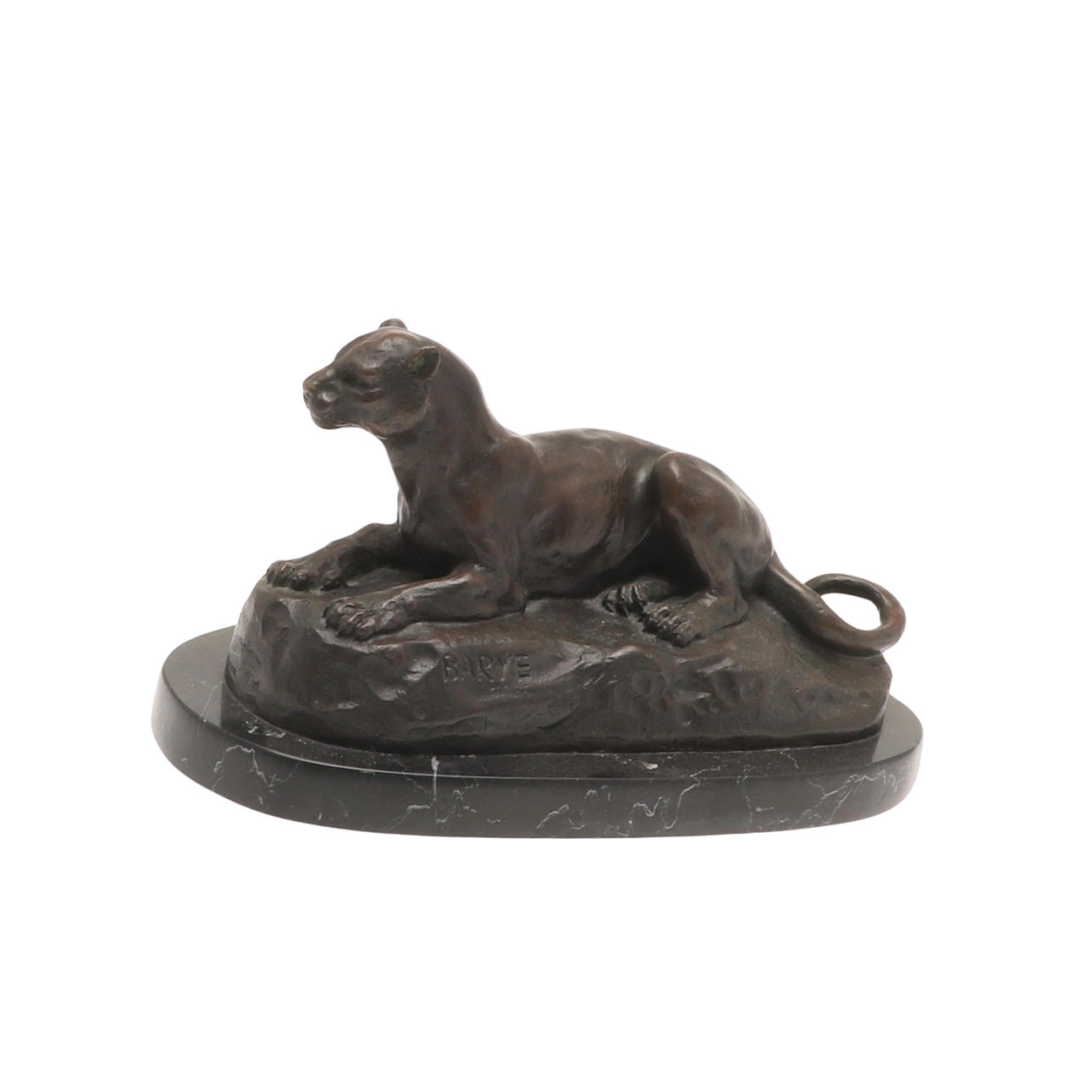 AFTER ANTOINE-LOUIS BARYE (1795-1875), BRONZE PATINATED STUDY OF A PANTHER.