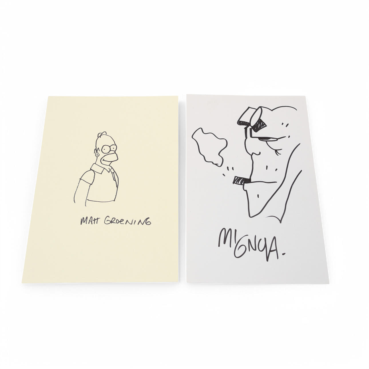 ORIGINAL-CARTOONS, Simpsons und Hellboy, signiert.