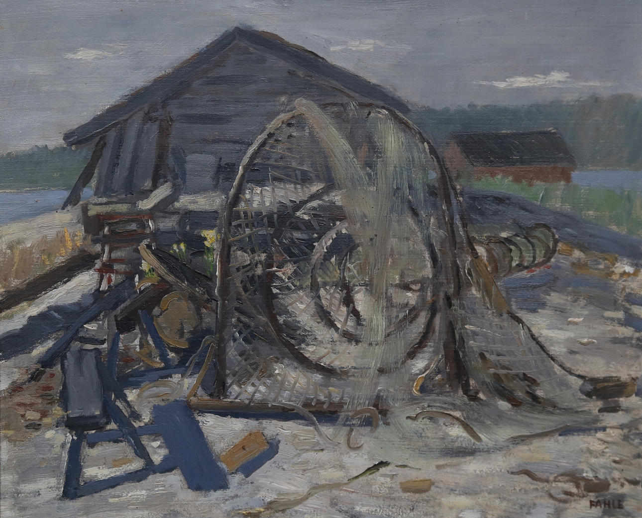 GUSTAF ADOLF FAHLE. oil on panel, “Risgrundet”, Harstena, signed. Art ...
