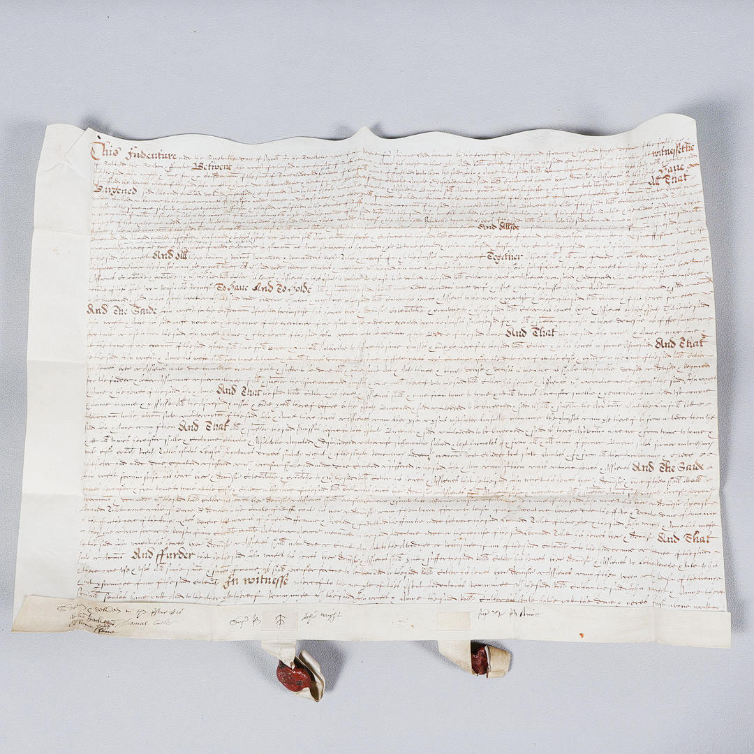 A 17TH CENTURY MANUSCRIPT INDENTURE, JOHN WRIGHT, SUFFOLK.