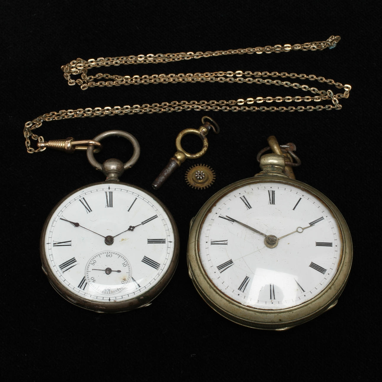 FICKUR, 2 st, nyckeldragare varav ett spindelur, 1800-tal.