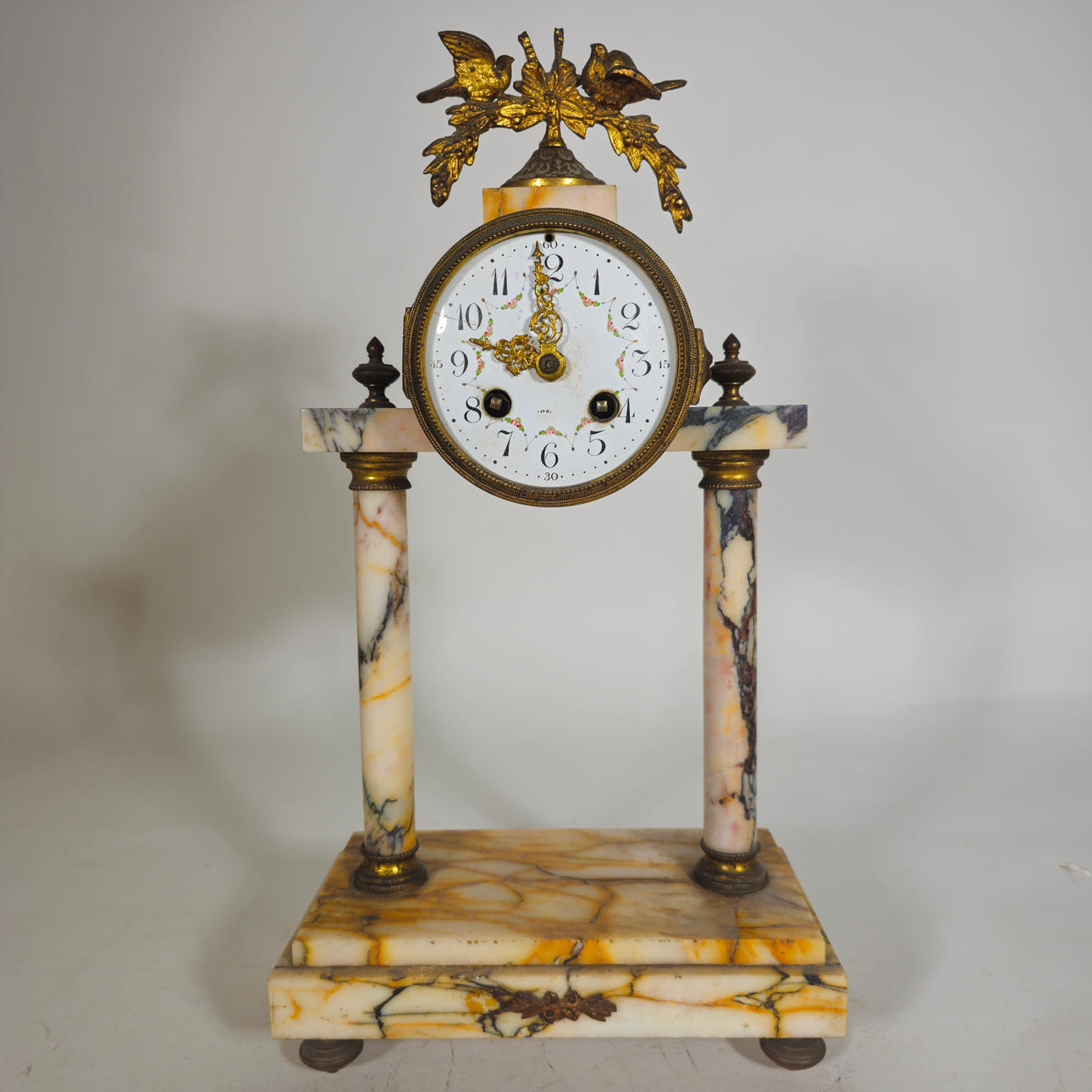 TABLE CLOCK, EARLY S: XX IN MARBLE, PARIS MACHINERY.