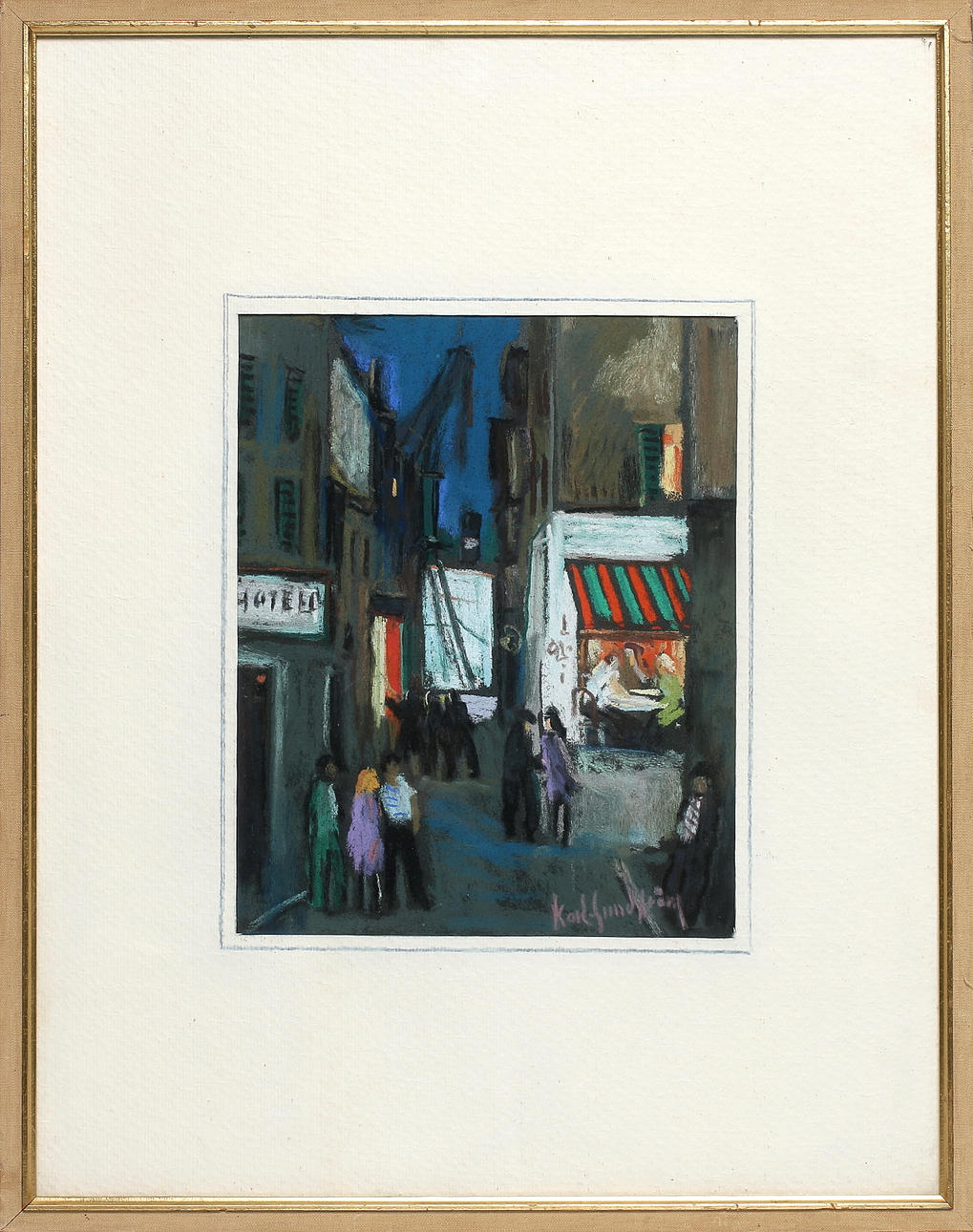 KARL SUNDSTRÖM. Stadsvy från hamnen, pastell, signerad.