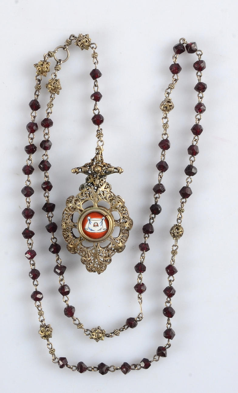 HÄNGE MED RÖDA STENAR, filigranarbete, silver.