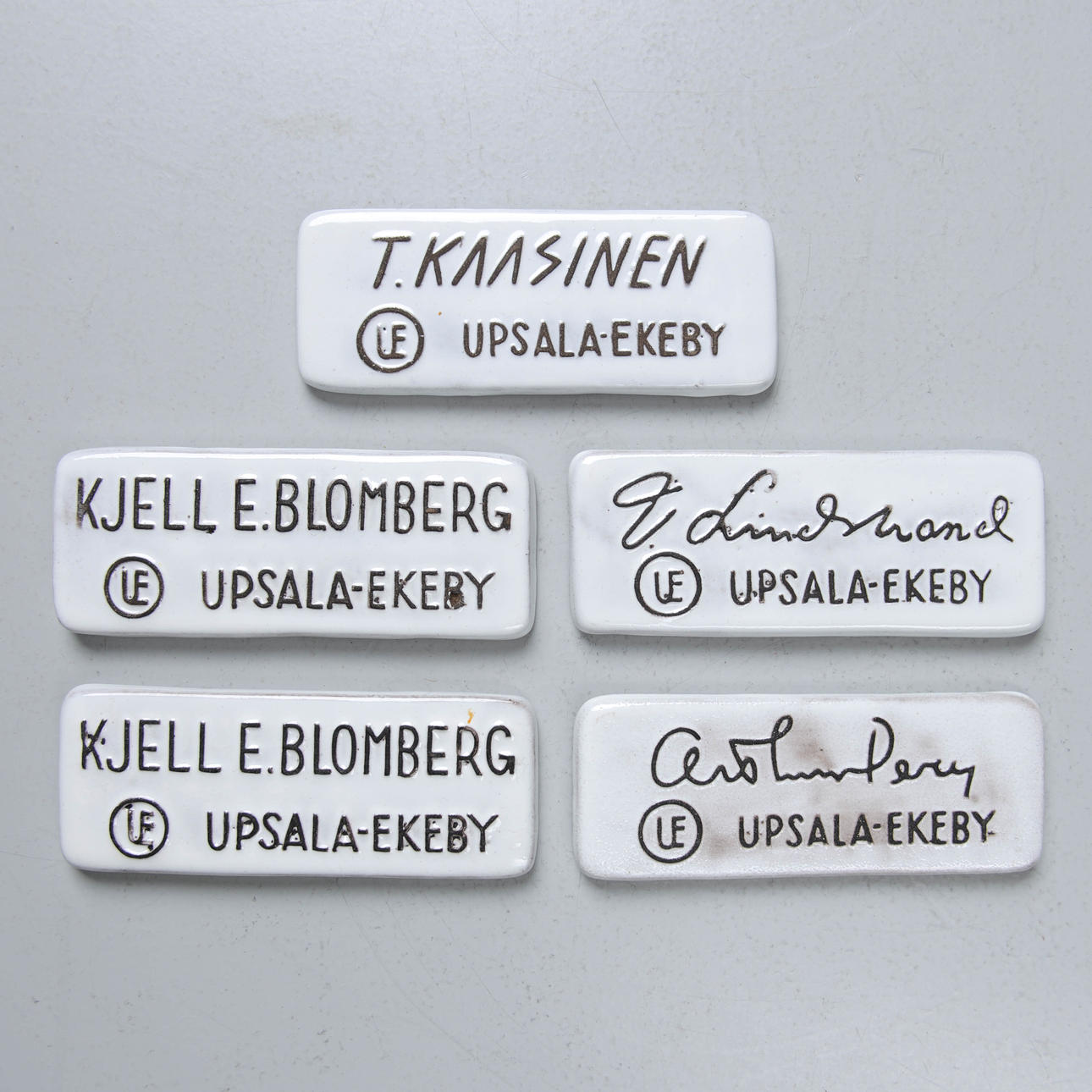 BUTIKSSKYLTAR, 5 st, Upsala-Ekeby.