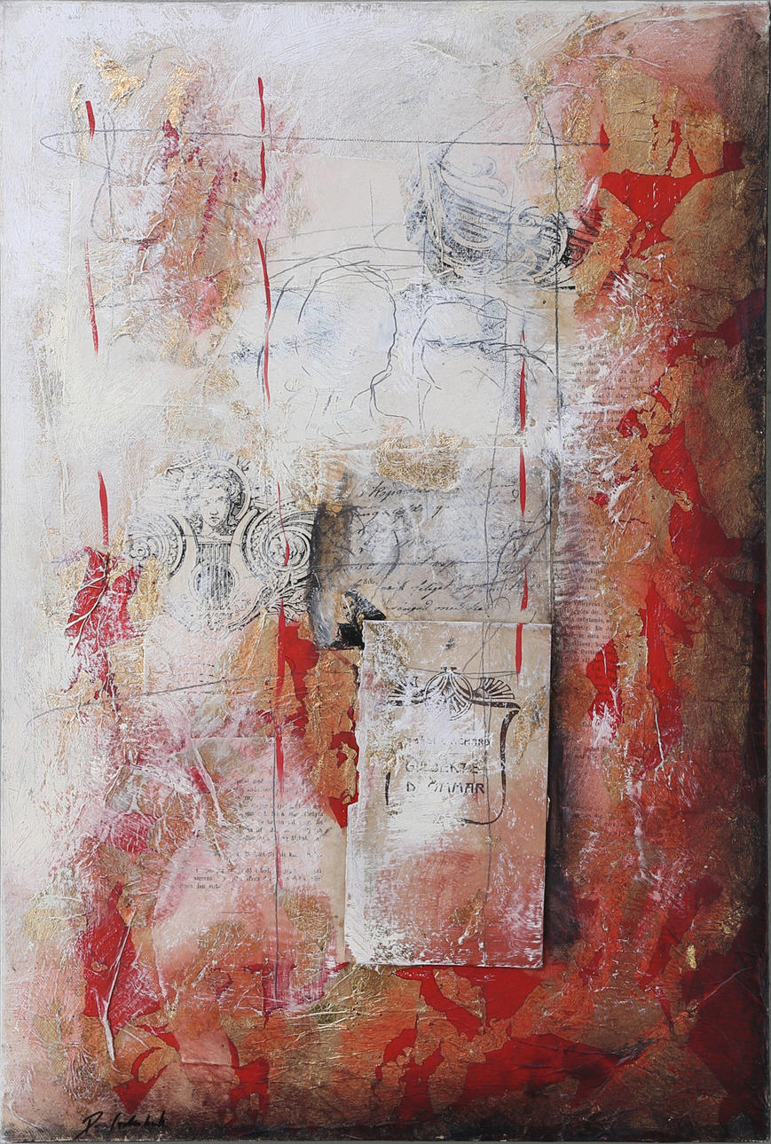 PER CEDERBANK. Komposition, blandteknik på duk, signerad.