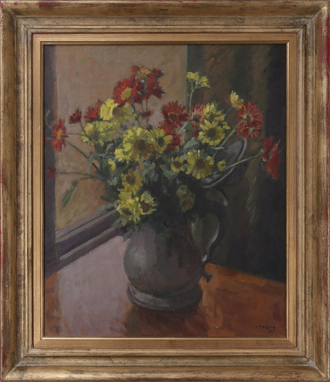 LEOPOLD MORSING. Blommor i vas, olja på duk, signerad och daterad 1951.