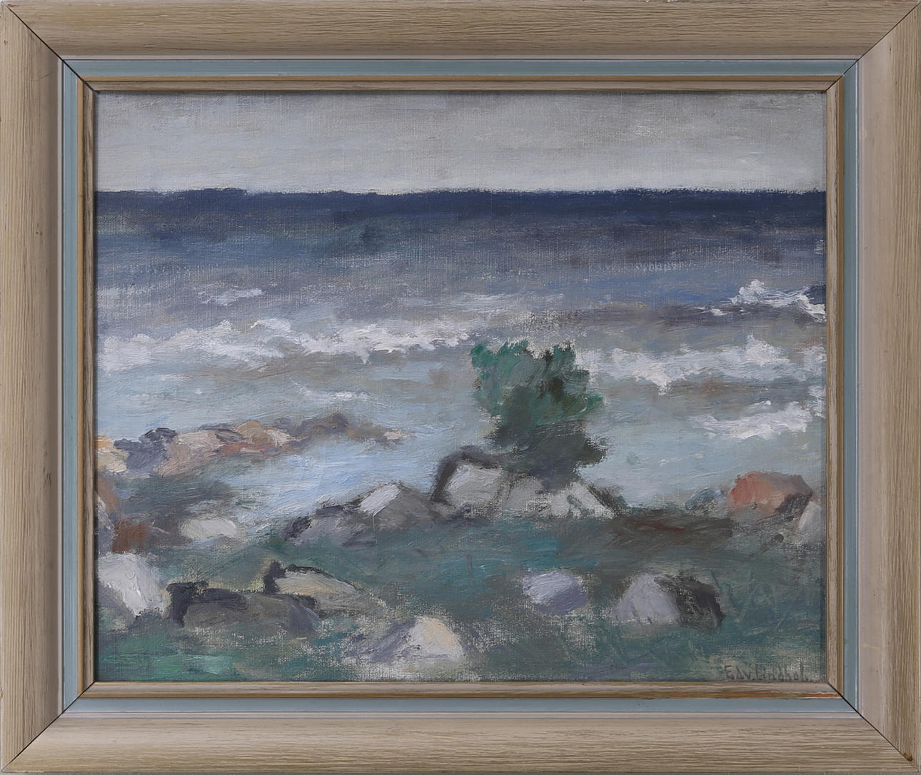 EDVIN LINDHOLM HOUGE. Kalmarsundsparken Kalmar, olja på duk, signerad.