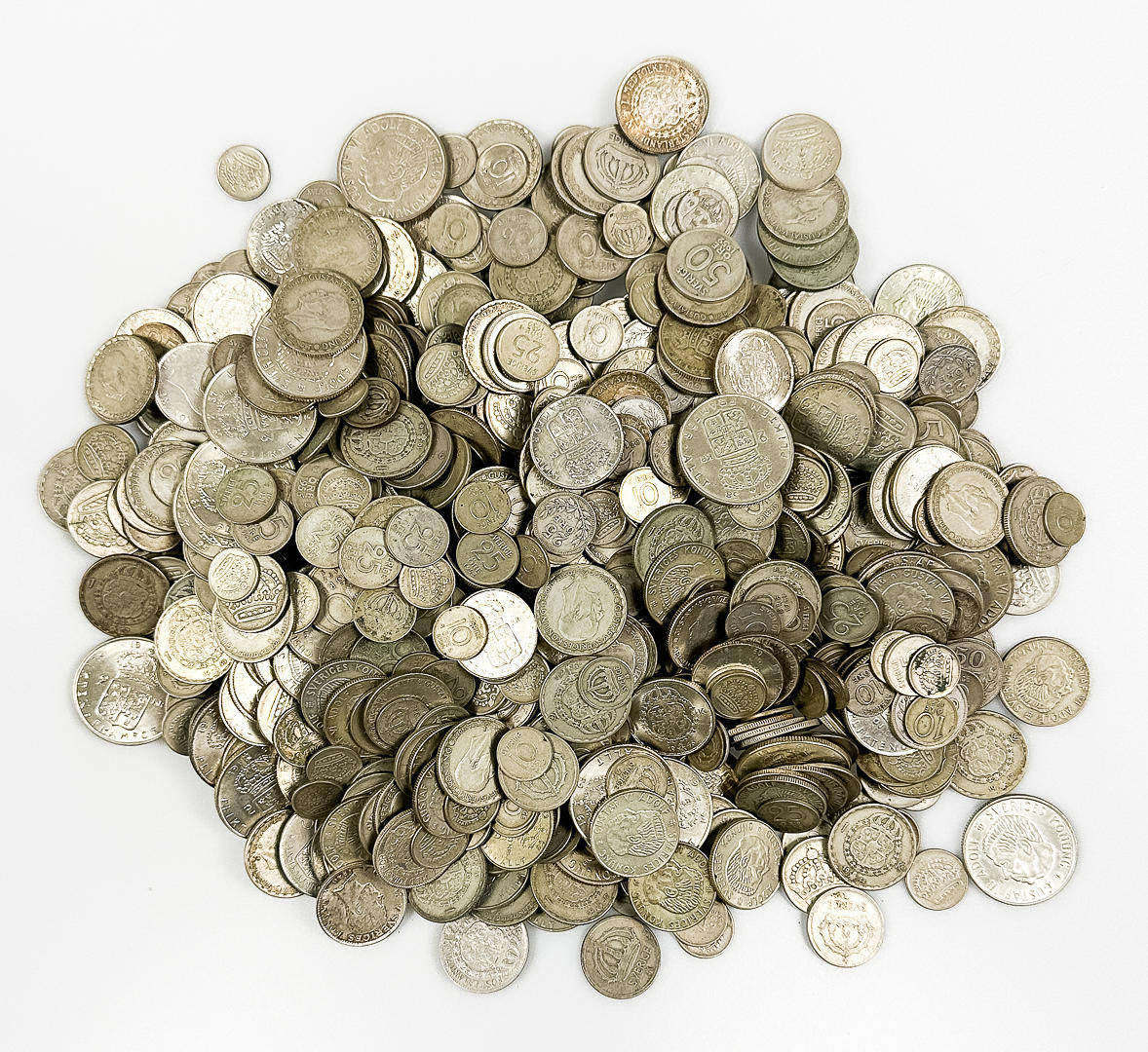 Sæt af mønter. Sverige med sølvindhold.