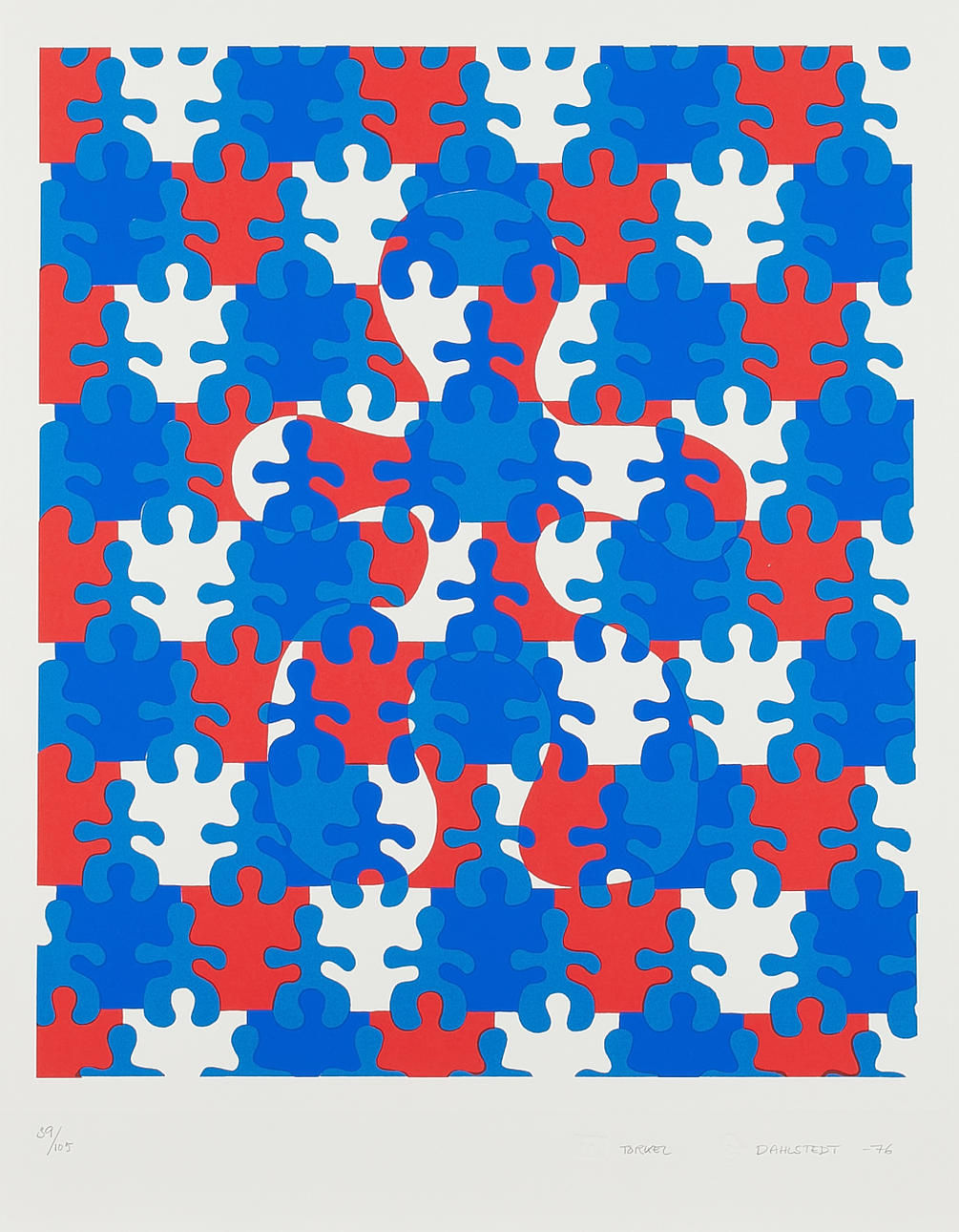 TORKEL DAHLSTEDT (born 1942). “Red-blue rectification”, signed and dated -76, numbered 39/105, lithograph in colours.